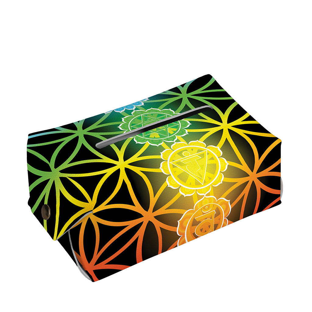 Seven Chakras Flower Of Life Print Rectangle Tissue Box Cover