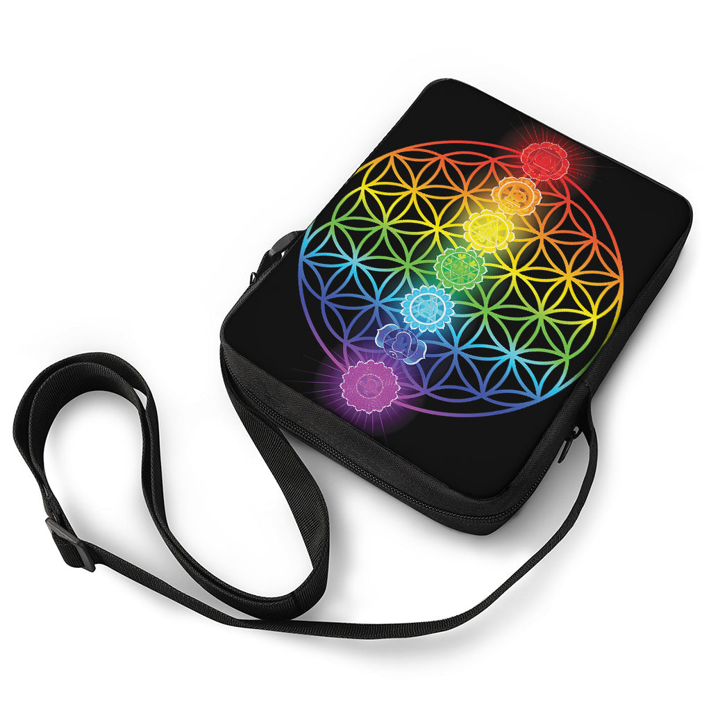 Seven Chakras Flower Of Life Print Rectangular Crossbody Bag