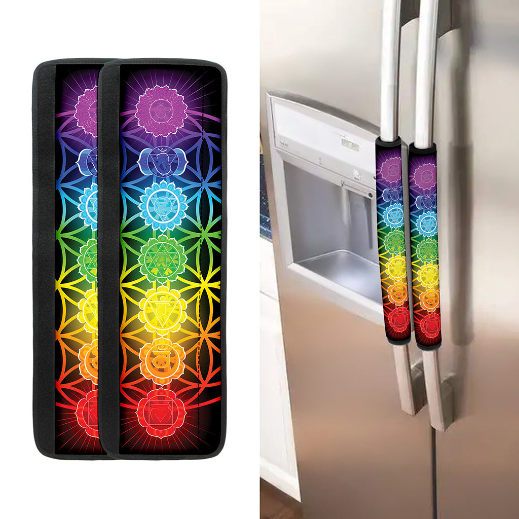 Seven Chakras Flower Of Life Print Refrigerator Handle Covers