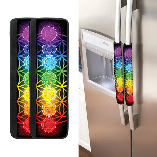 Seven Chakras Flower Of Life Print Refrigerator Handle Covers