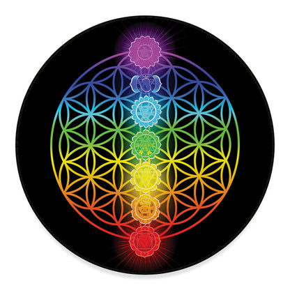 Seven Chakras Flower Of Life Print Round Floor Mat