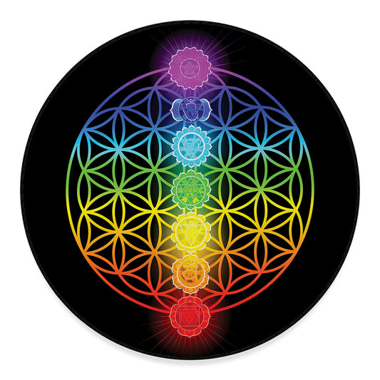 Seven Chakras Flower Of Life Print Round Floor Mat