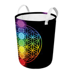 Seven Chakras Flower Of Life Print Round Laundry Basket