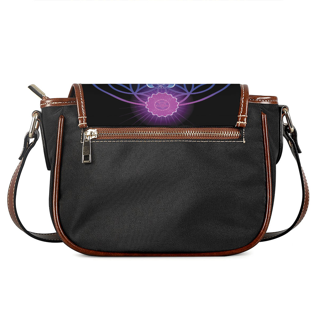 Seven Chakras Flower Of Life Print Saddle Bag