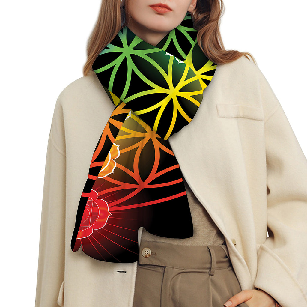 Seven Chakras Flower Of Life Print Scarf