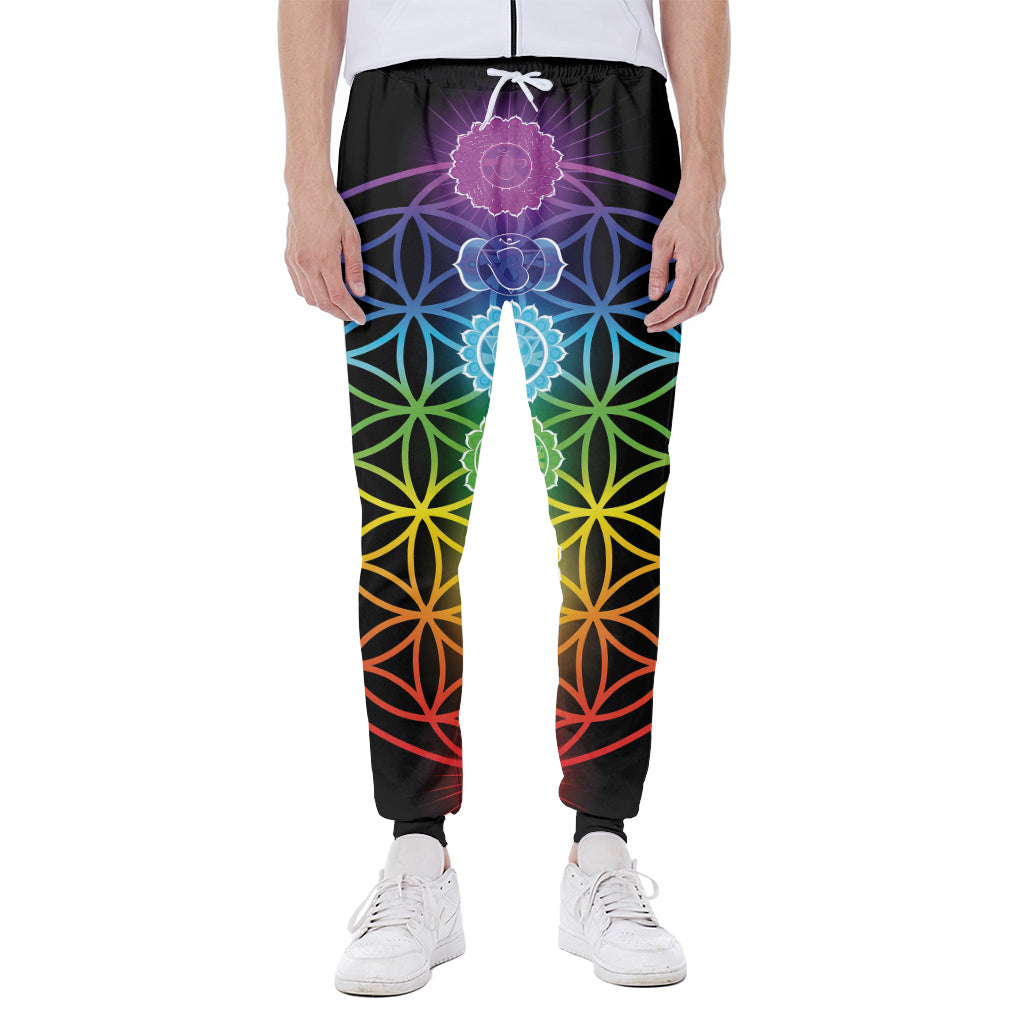 Seven Chakras Flower Of Life Print Scuba Joggers
