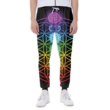 Seven Chakras Flower Of Life Print Scuba Joggers