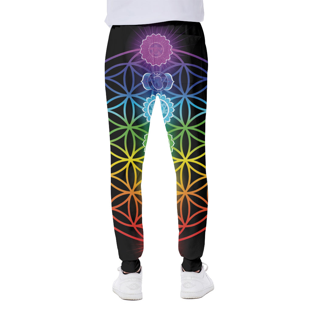 Seven Chakras Flower Of Life Print Scuba Joggers