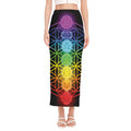 Seven Chakras Flower Of Life Print Side Slit Maxi Skirt
