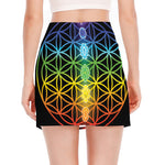 Seven Chakras Flower Of Life Print Side Slit Mini Skirt