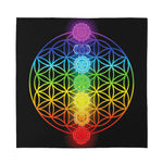 Seven Chakras Flower Of Life Print Silk Bandana