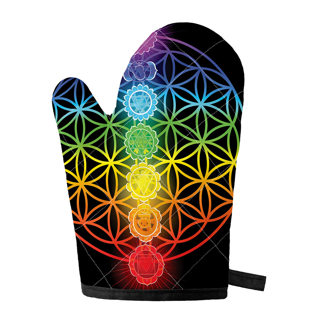Seven Chakras Flower Of Life Print Single Oven Mitt