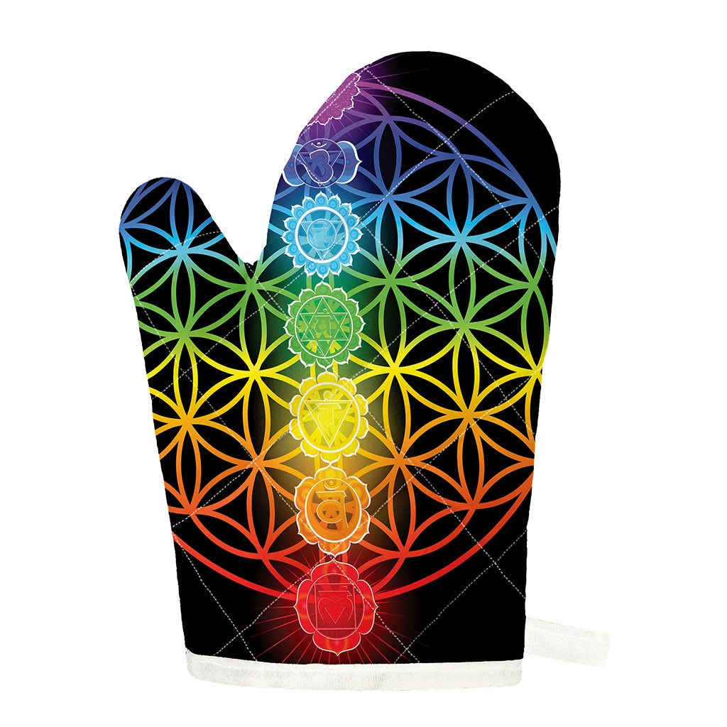 Seven Chakras Flower Of Life Print Single Oven Mitt