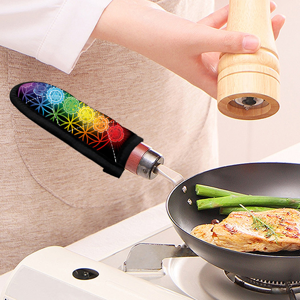 Seven Chakras Flower Of Life Print Skillet Handle Cover