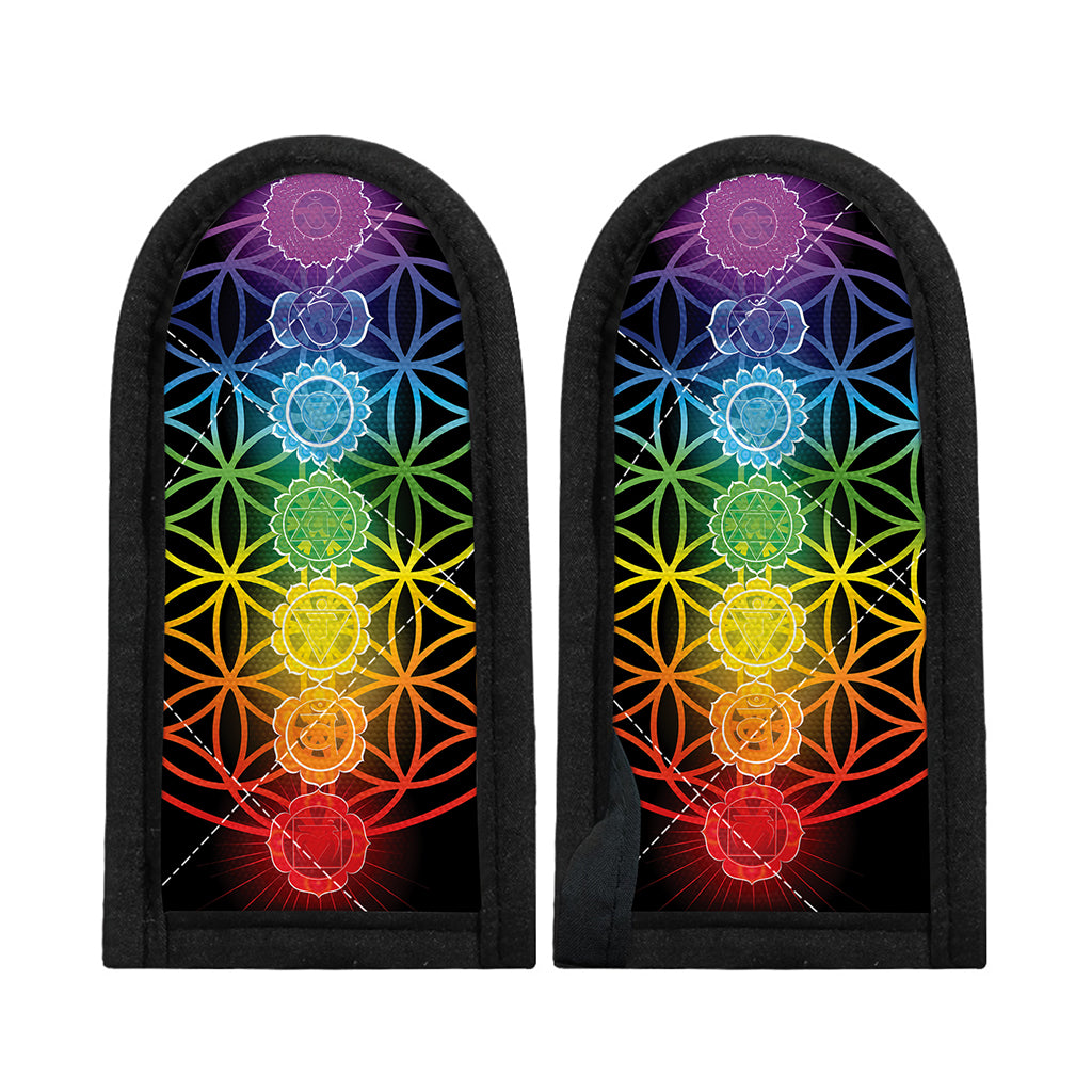 Seven Chakras Flower Of Life Print Skillet Handle Cover