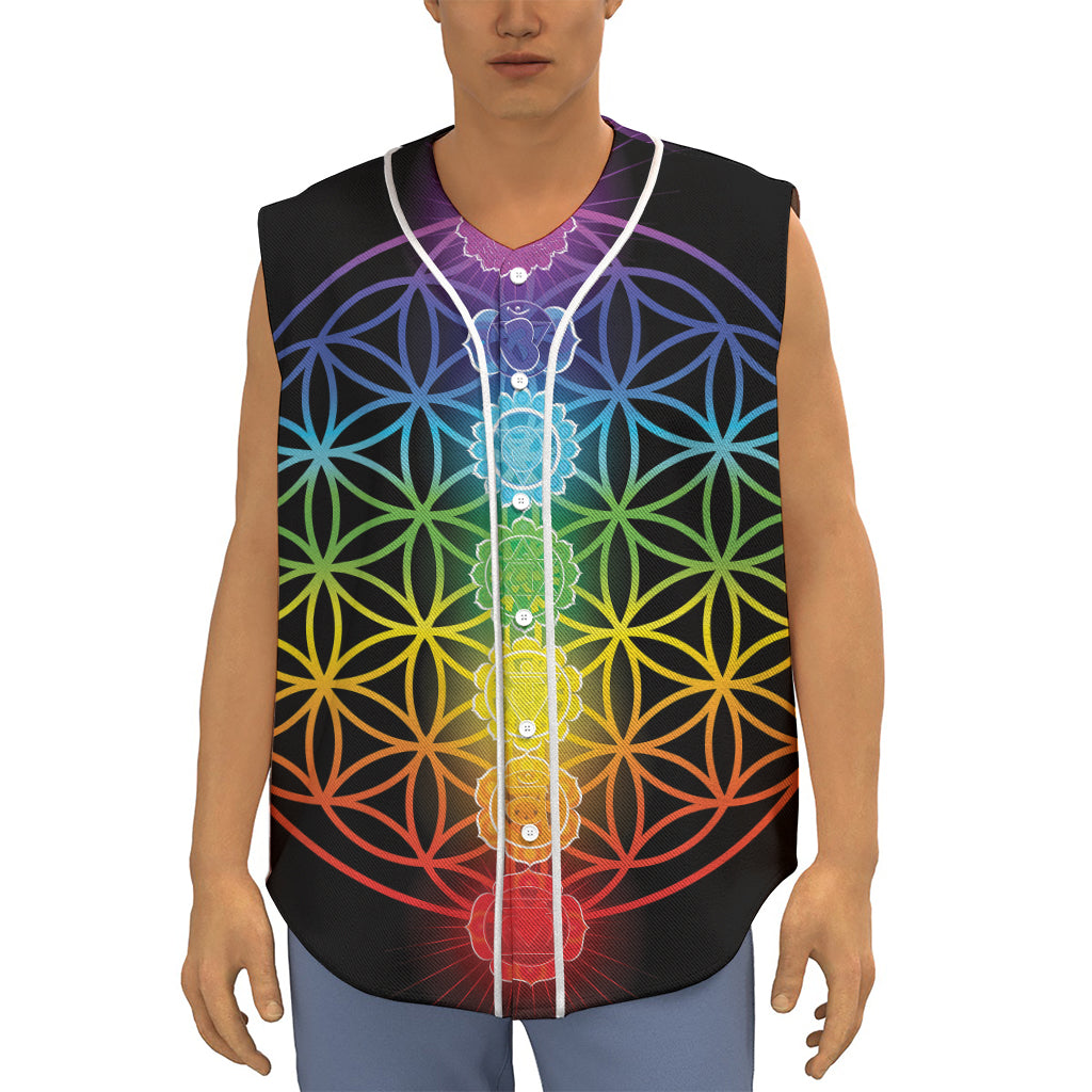 Seven Chakras Flower Of Life Print Sleeveless Baseball Jersey