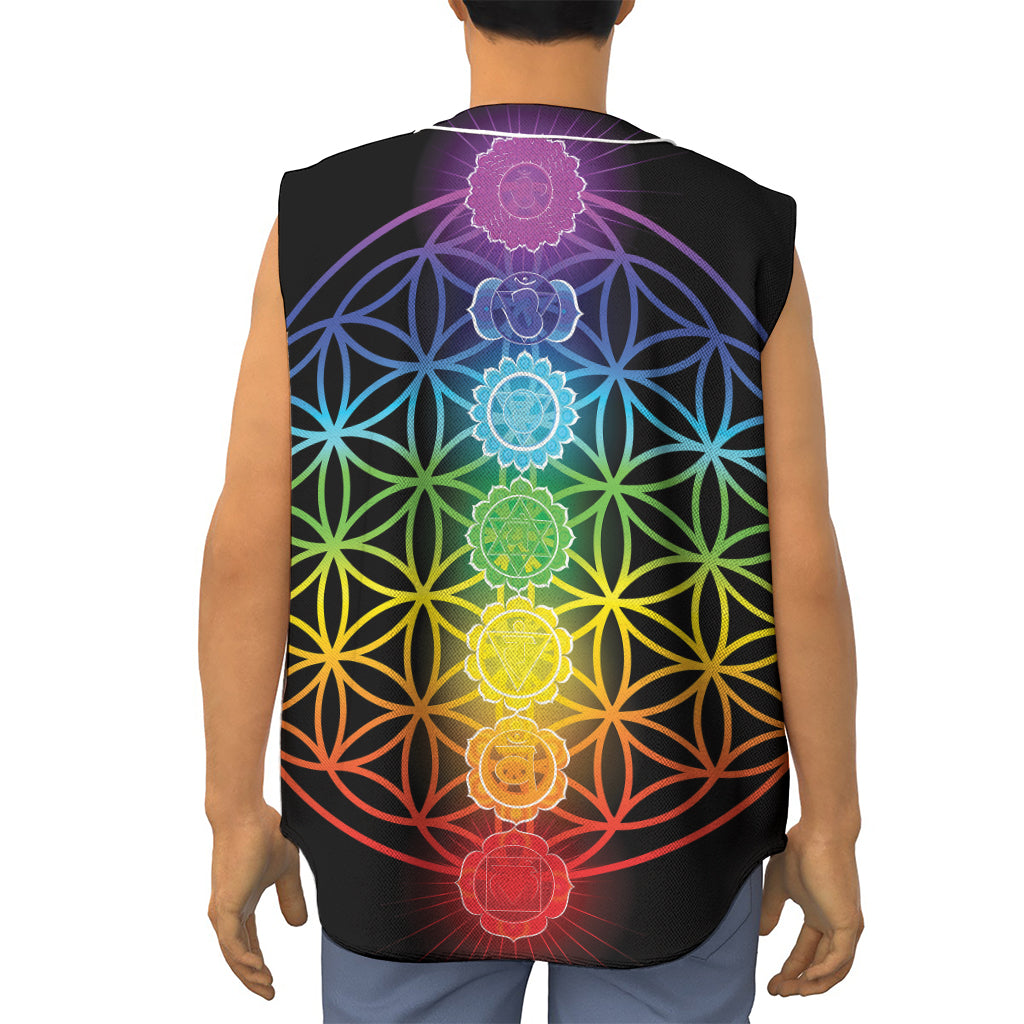 Seven Chakras Flower Of Life Print Sleeveless Baseball Jersey