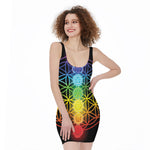 Seven Chakras Flower Of Life Print Sleeveless Bodycon Dress