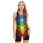 Seven Chakras Flower Of Life Print Sleeveless One Piece Swimsuit