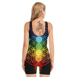 Seven Chakras Flower Of Life Print Sleeveless One Piece Swimsuit