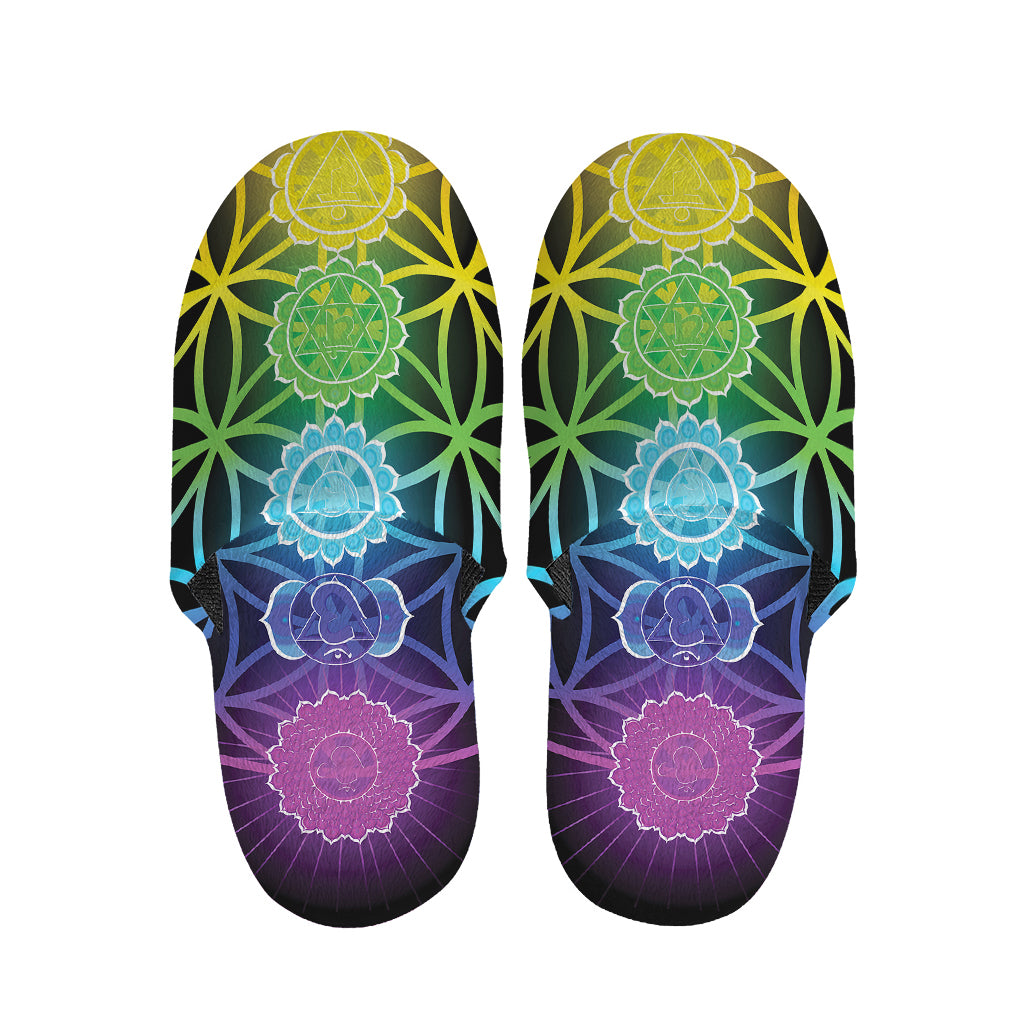 Seven Chakras Flower Of Life Print Slippers