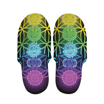 Seven Chakras Flower Of Life Print Slippers