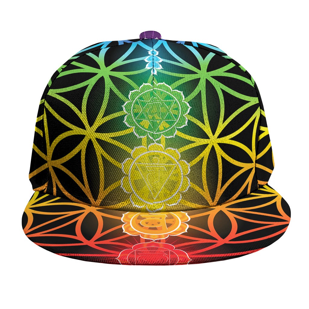 Seven Chakras Flower Of Life Print Snapback Cap