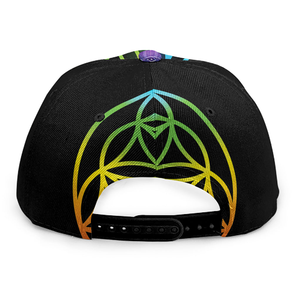 Seven Chakras Flower Of Life Print Snapback Cap