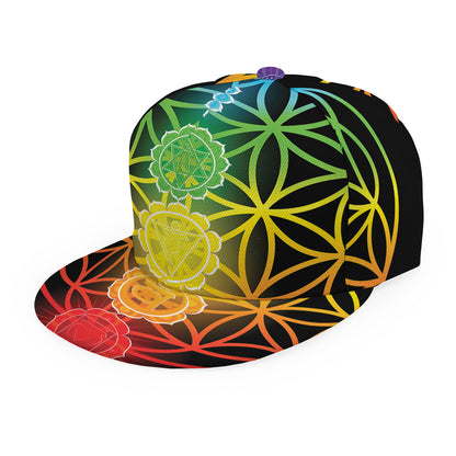 Seven Chakras Flower Of Life Print Snapback Cap