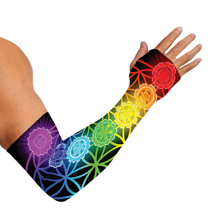 Seven Chakras Flower Of Life Print Sun Protection Arm Sleeves