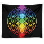 Seven Chakras Flower Of Life Print Tapestry