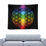 Seven Chakras Flower Of Life Print Tapestry