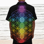 Seven Chakras Flower Of Life Print Textured Short Sleeve Shirt
