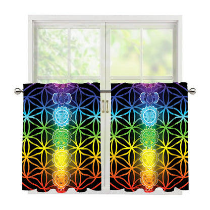 Seven Chakras Flower Of Life Print Tier Curtains