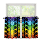 Seven Chakras Flower Of Life Print Tier Curtains