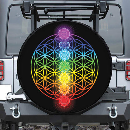 Seven Chakras Flower Of Life Print Tire Cover