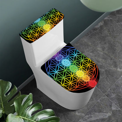 Seven Chakras Flower Of Life Print Toilet Lid And Tank Cover Set