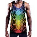 Seven Chakras Flower Of Life Print Men's Workout Tank Top