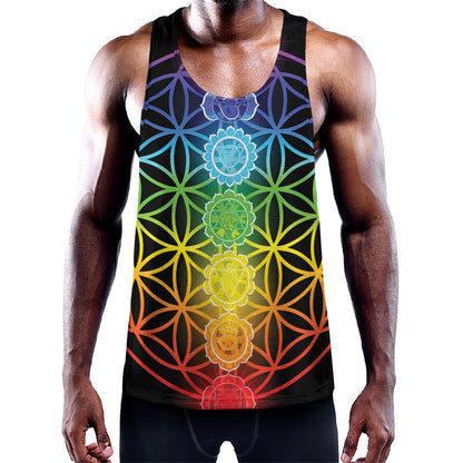 Seven Chakras Flower Of Life Print Training Tank Top