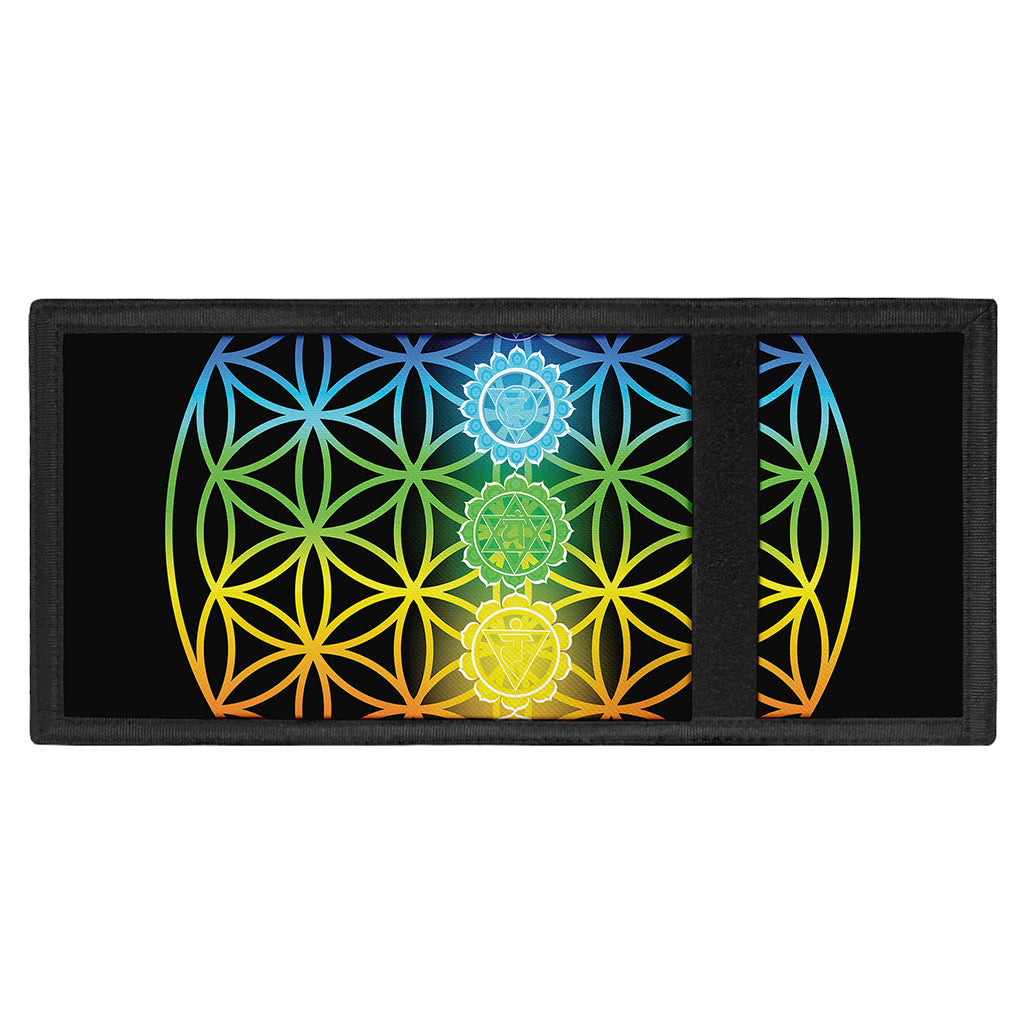 Seven Chakras Flower Of Life Print Trifold Wallet