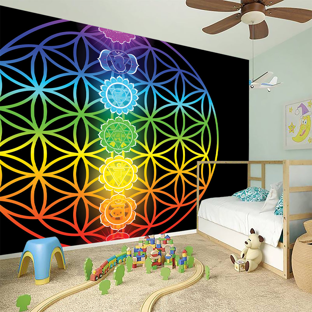 Seven Chakras Flower Of Life Print Wall Sticker