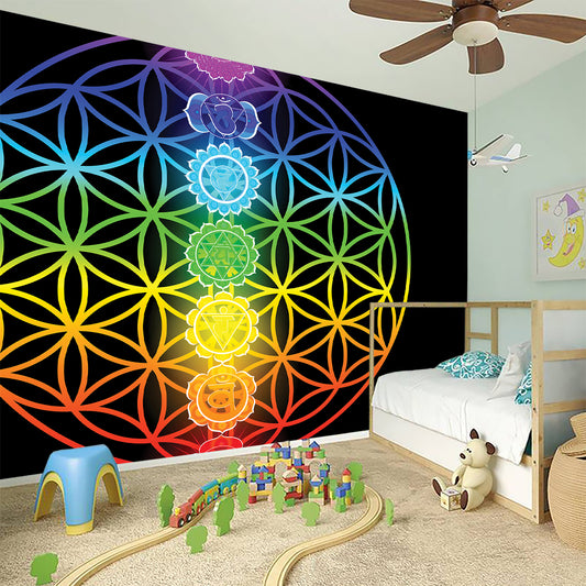 Seven Chakras Flower Of Life Print Wall Sticker