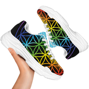 Seven Chakras Flower Of Life Print White Chunky Shoes