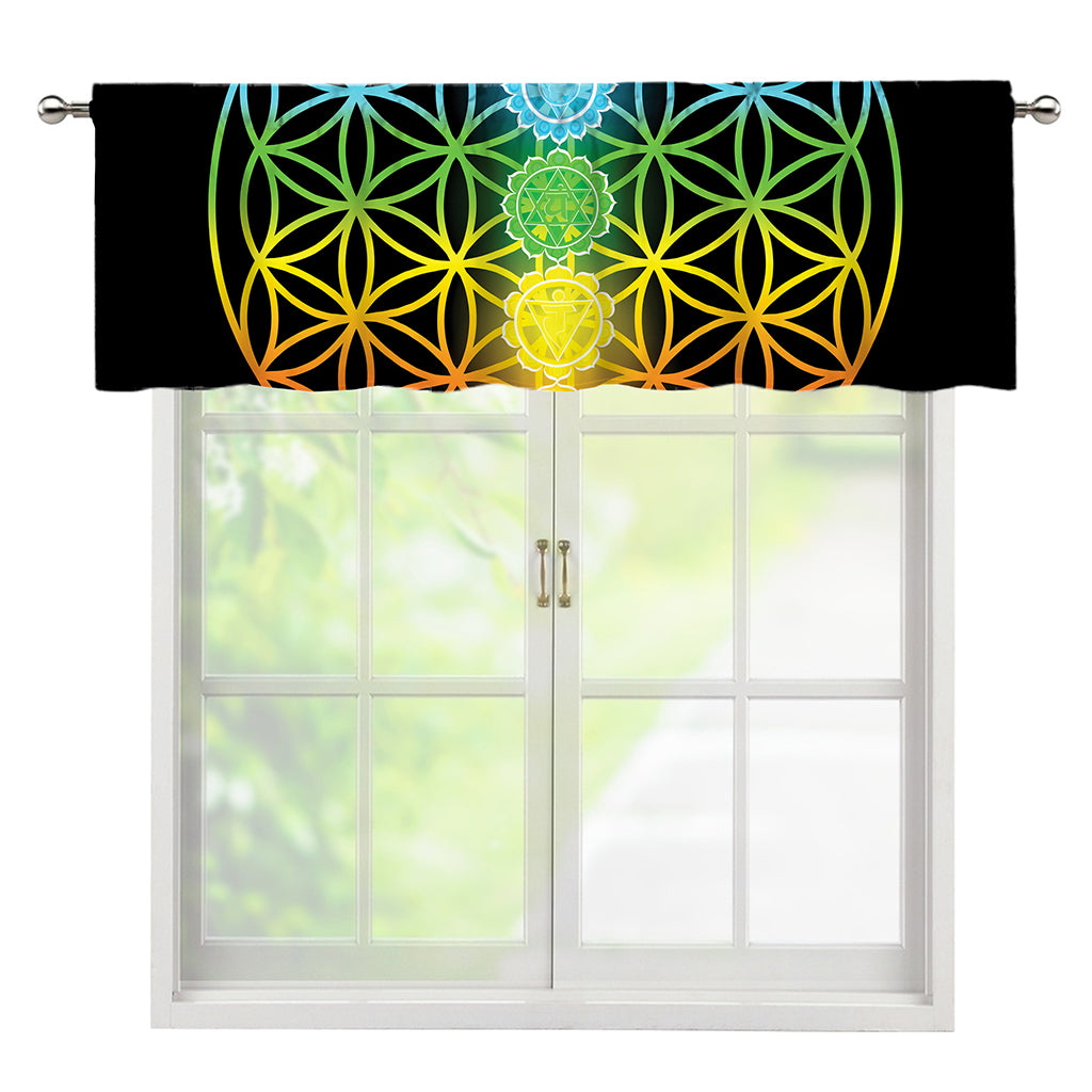 Seven Chakras Flower Of Life Print Window Valance