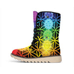 Seven Chakras Flower Of Life Print Winter Boots