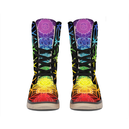 Seven Chakras Flower Of Life Print Winter Boots