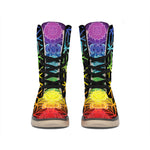 Seven Chakras Flower Of Life Print Winter Boots