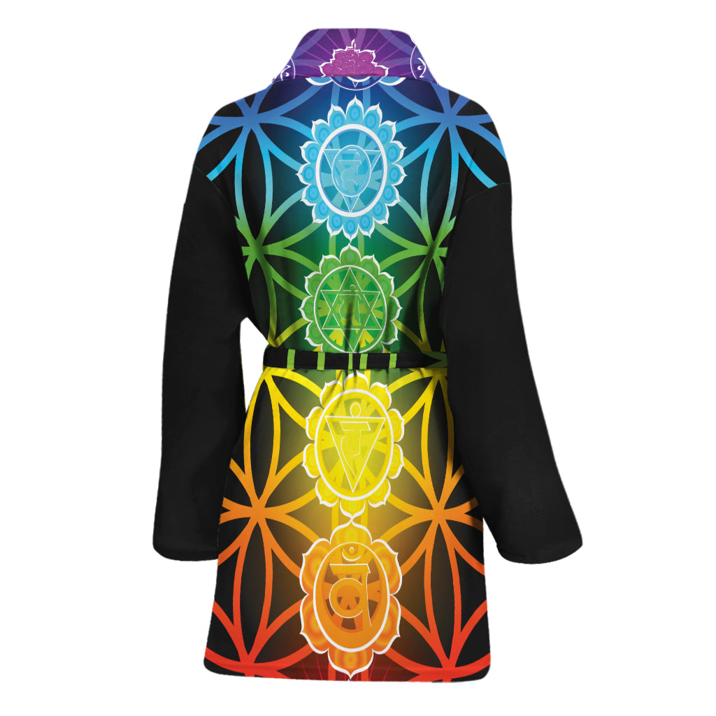 Seven Chakras Flower Of Life Print Women's Bathrobe