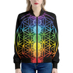 Seven Chakras Flower Of Life Print Women's Bomber Jacket