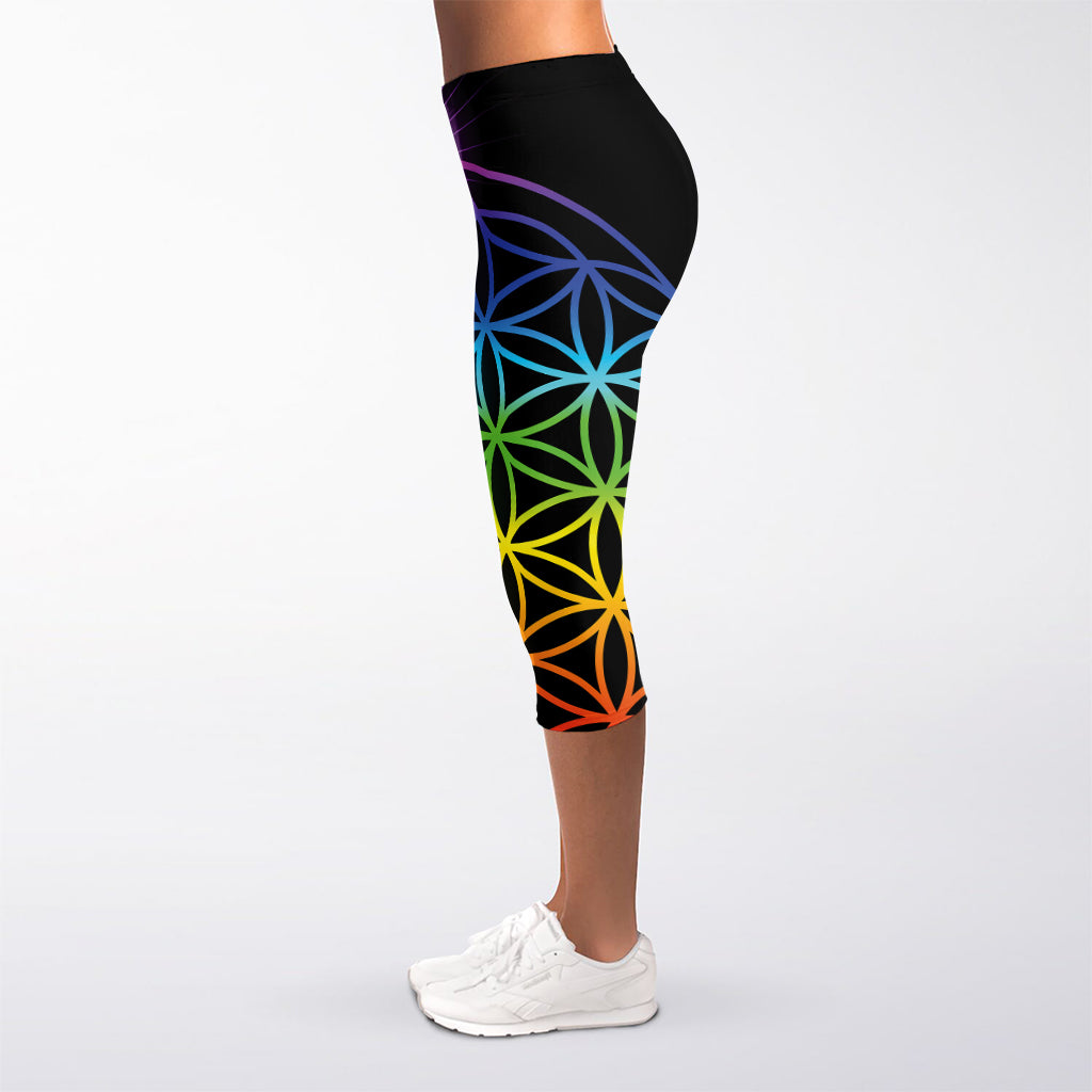Seven Chakras Flower Of Life Print Women's Capri Leggings